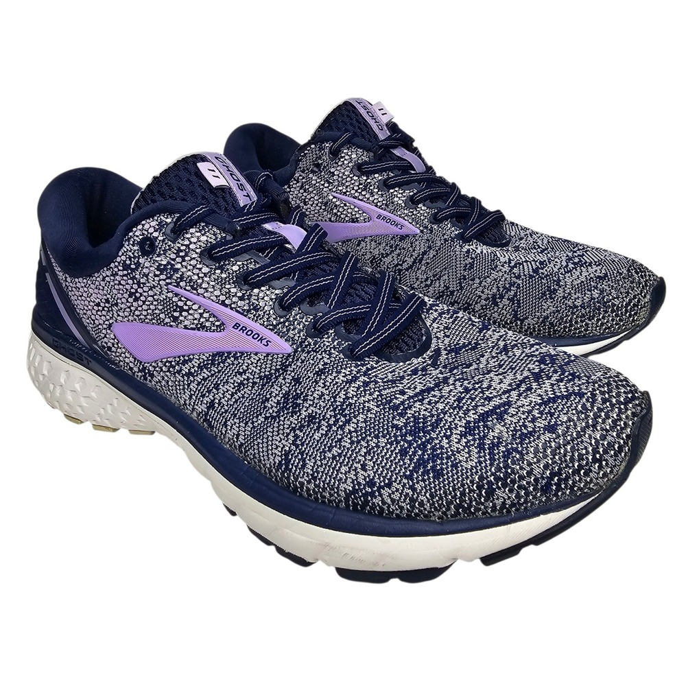 Brooks Ghost 11 Women 10 Navy Purple Running Shoes 1202771B406 Low Top Sneaker